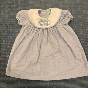 sSl Monogrammed Blue and White Gingham Dress